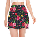 Roses Floral Flower Pattern Print Side Slit Mini Skirt