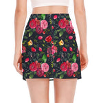 Roses Floral Flower Pattern Print Side Slit Mini Skirt
