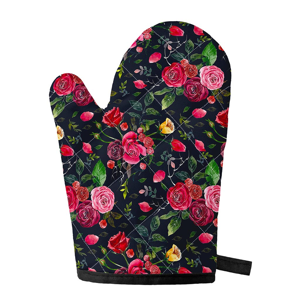 Roses Floral Flower Pattern Print Single Oven Mitt