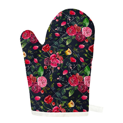Roses Floral Flower Pattern Print Single Oven Mitt