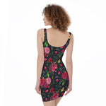 Roses Floral Flower Pattern Print Sleeveless Bodycon Dress