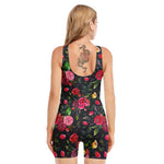 Roses Floral Flower Pattern Print Sleeveless One Piece Swimsuit