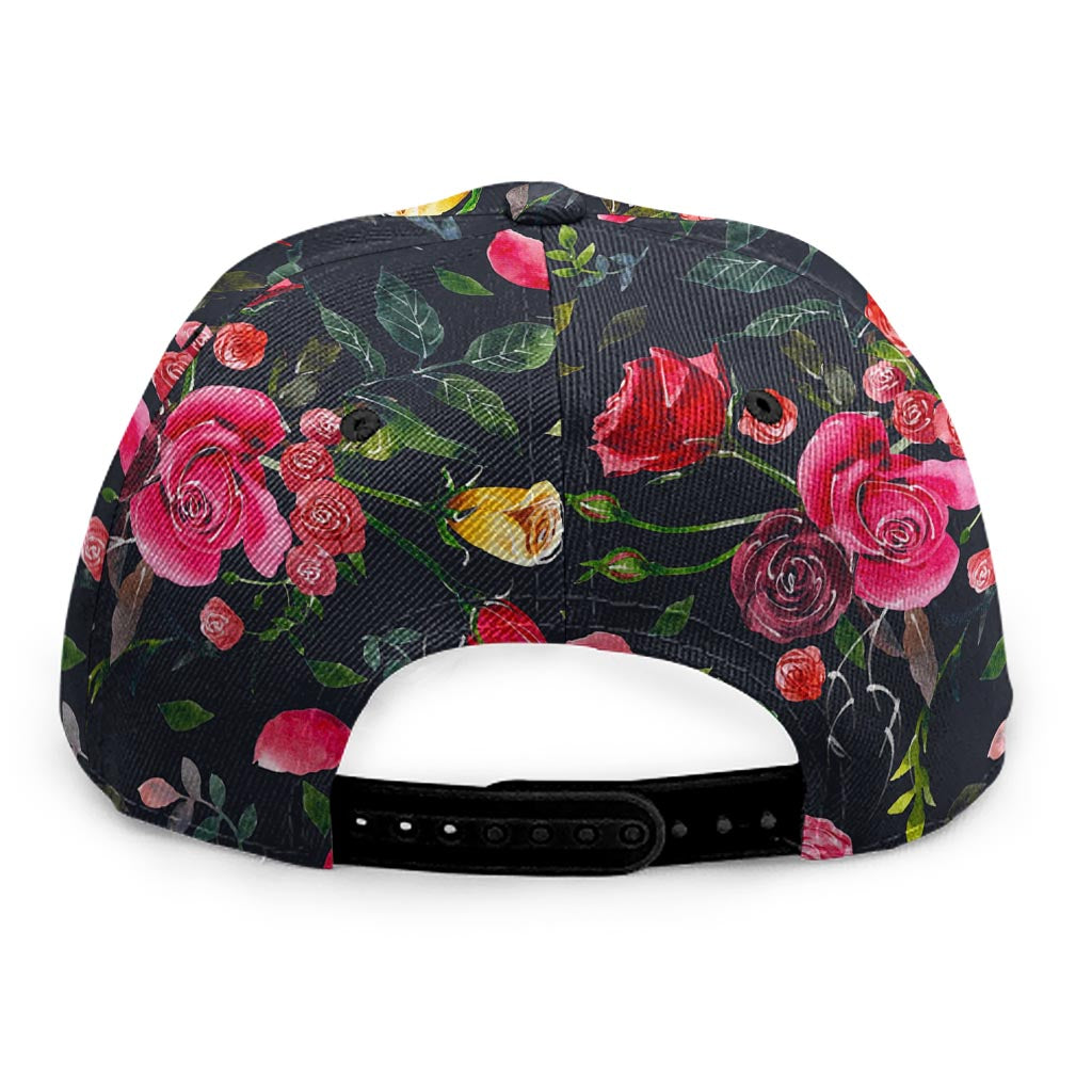 Roses Floral Flower Pattern Print Snapback Cap