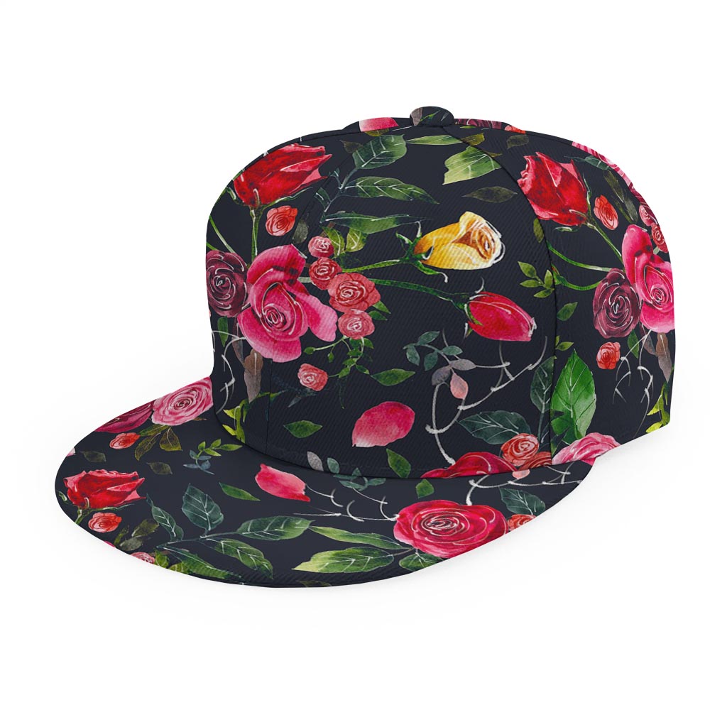 Roses Floral Flower Pattern Print Snapback Cap