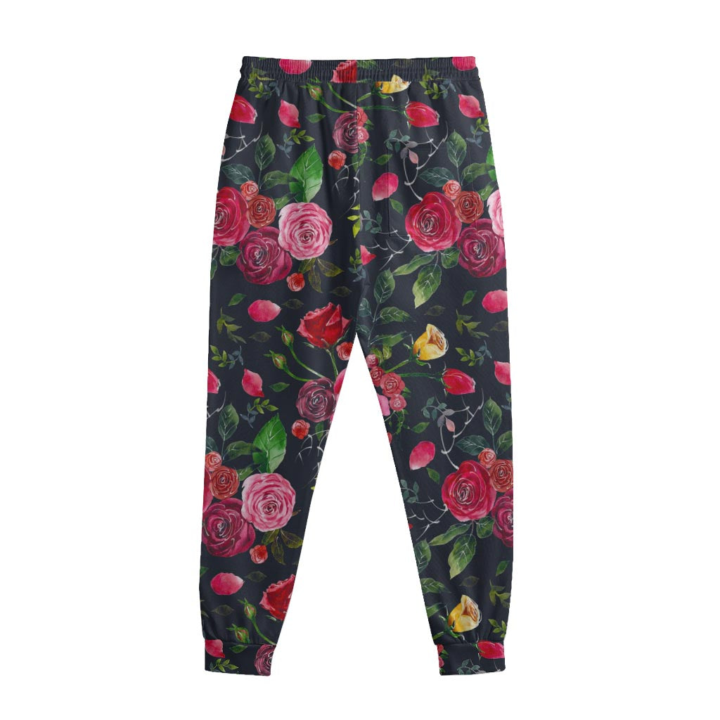 Roses Floral Flower Pattern Print Sweatpants