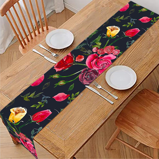 Roses Floral Flower Pattern Print Table Runner
