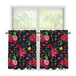 Roses Floral Flower Pattern Print Tier Curtains