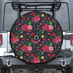 Roses Floral Flower Pattern Print Tire Cover With Camera Hole