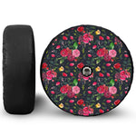 Roses Floral Flower Pattern Print Tire Cover With Camera Hole