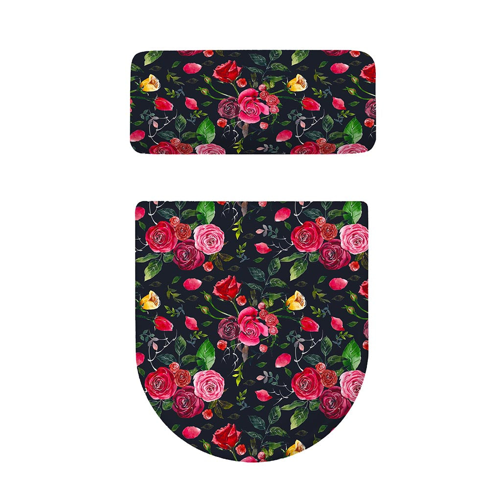 Roses Floral Flower Pattern Print Toilet Lid And Tank Cover Set