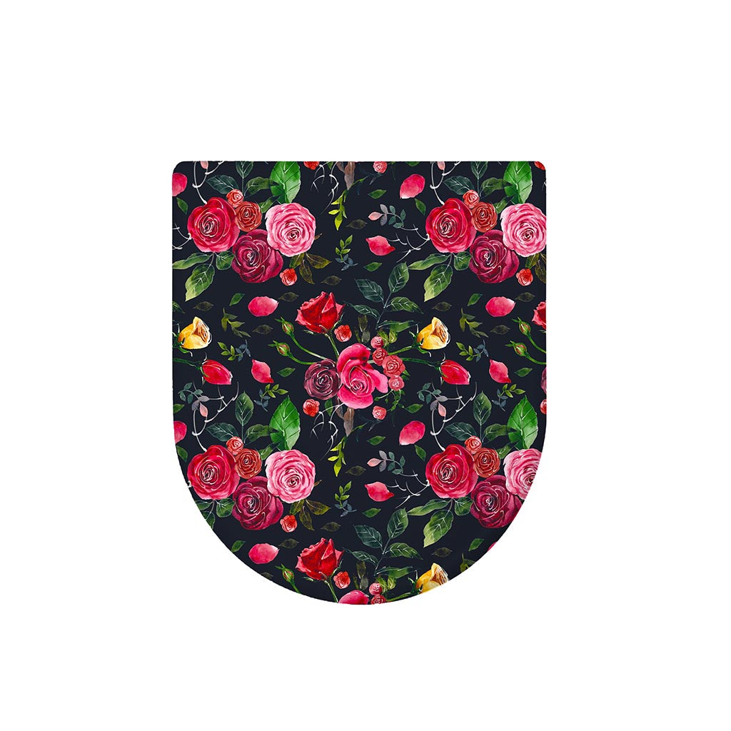 Roses Floral Flower Pattern Print Toilet Lid Cover