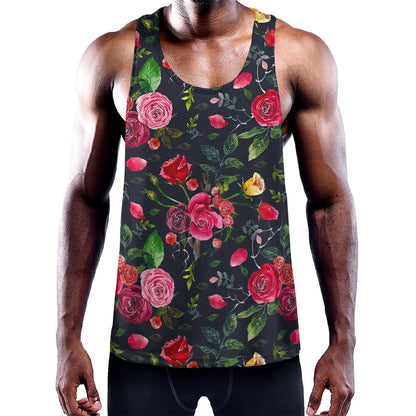 Roses Floral Flower Pattern Print Training Tank Top