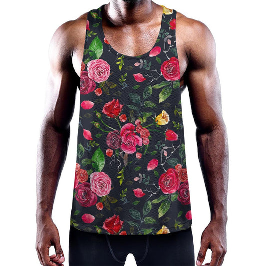 Roses Floral Flower Pattern Print Training Tank Top