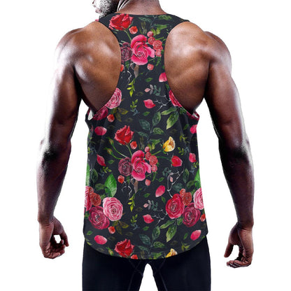 Roses Floral Flower Pattern Print Training Tank Top