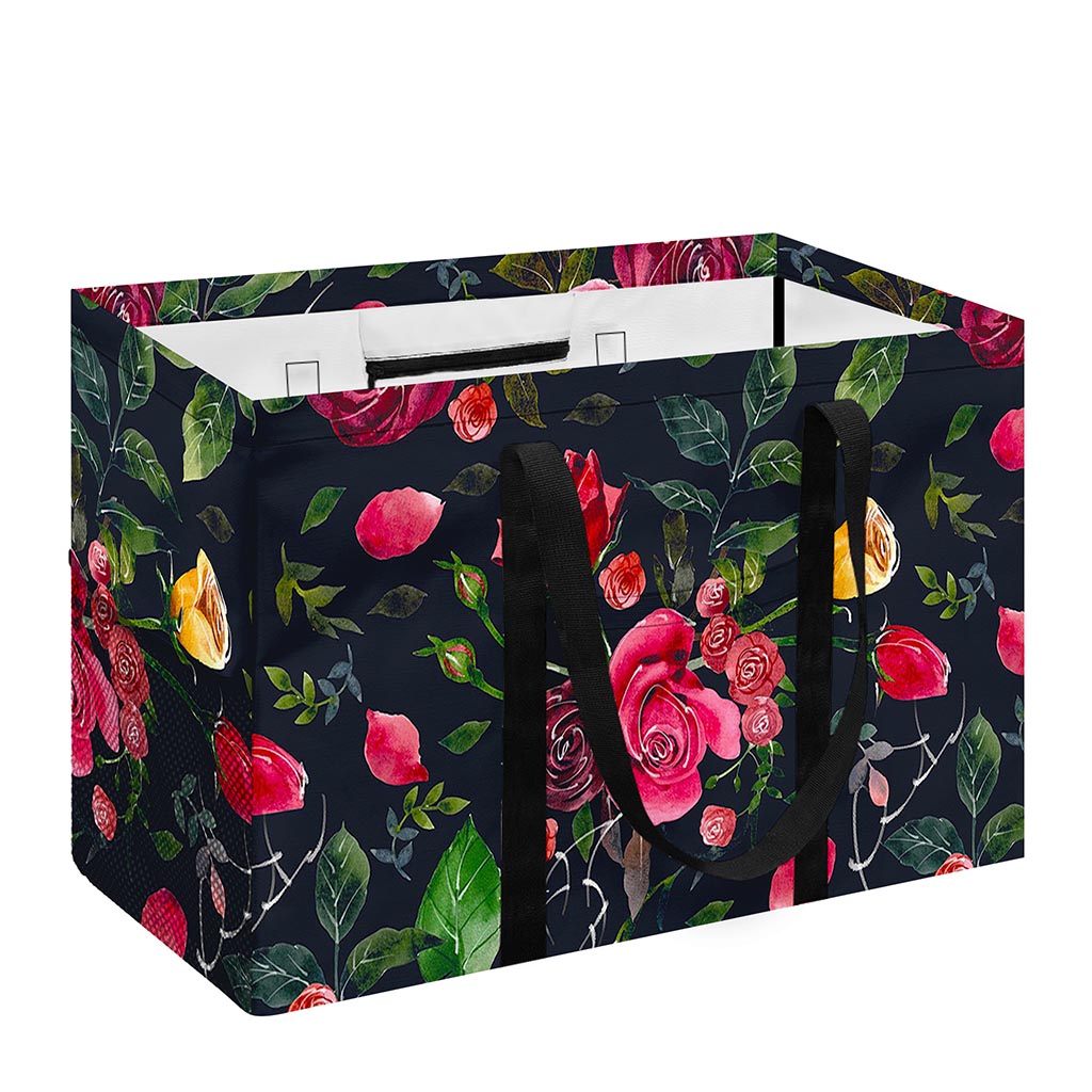 Roses Floral Flower Pattern Print Utility Tote Bag