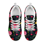 Roses Floral Flower Pattern Print White Running Shoes