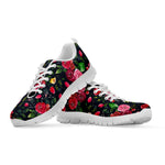 Roses Floral Flower Pattern Print White Running Shoes
