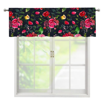 Roses Floral Flower Pattern Print Window Valance
