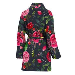 Roses Floral Flower Pattern Print Women's Bathrobe