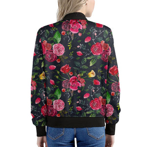 Roses Floral Flower Pattern Print Women's Bomber Jacket