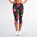 Roses Floral Flower Pattern Print Women's Capri Leggings
