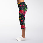 Roses Floral Flower Pattern Print Women's Capri Leggings