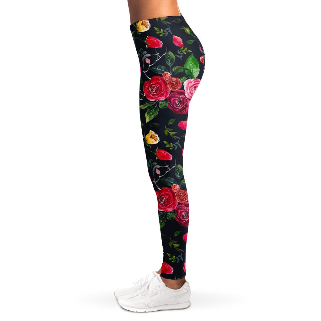 Roses Floral Flower Pattern Print Women's Leggings