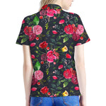Roses Floral Flower Pattern Print Women's Polo Shirt