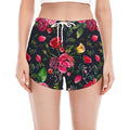 Roses Floral Flower Pattern Print Women's Split Running Shorts