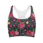 Roses Floral Flower Pattern Print Women's Sports Bra