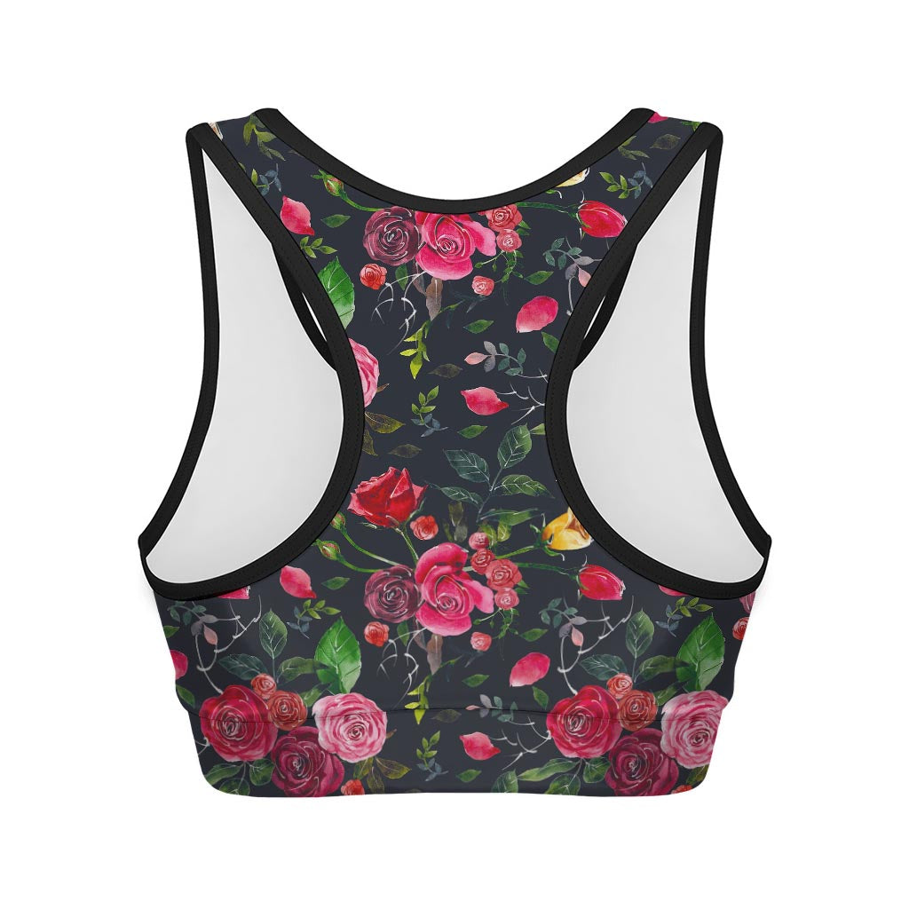 Roses Floral Flower Pattern Print Women's Sports Bra