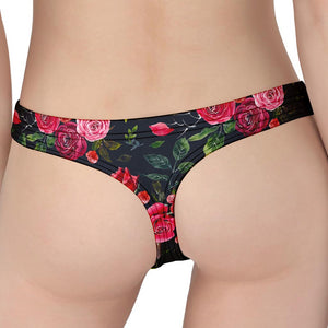 Roses Floral Flower Pattern Print Women's Thong