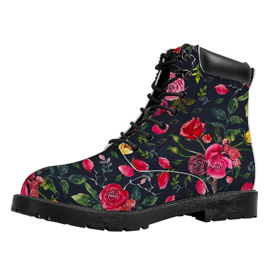Roses Floral Flower Pattern Print Work Boots