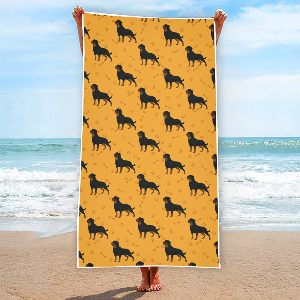Rottweiler Dog Pattern Print Beach Towel