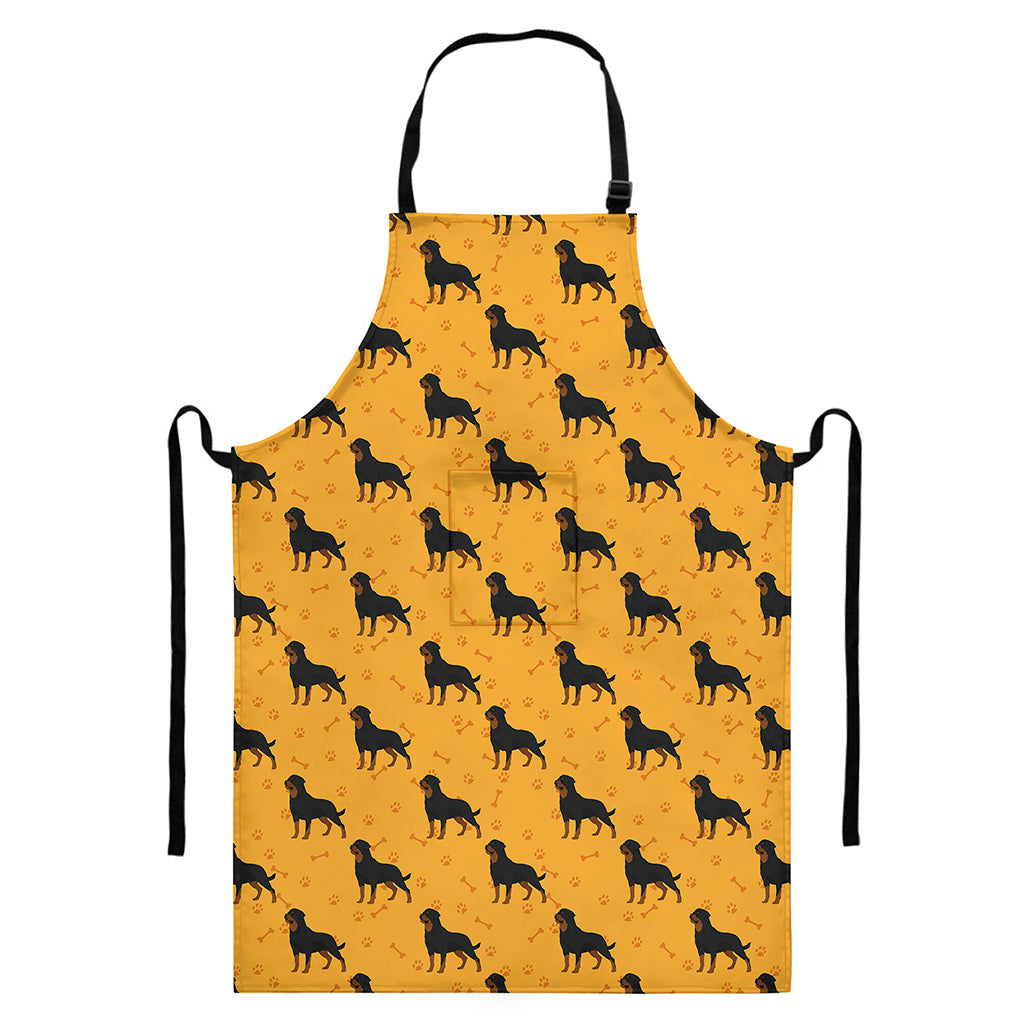 Rottweiler Dog Pattern Print Bib Apron With Pocket