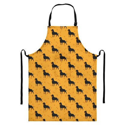 Rottweiler Dog Pattern Print Bib Apron With Pocket