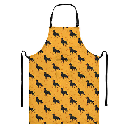 Rottweiler Dog Pattern Print Bib Apron With Pocket