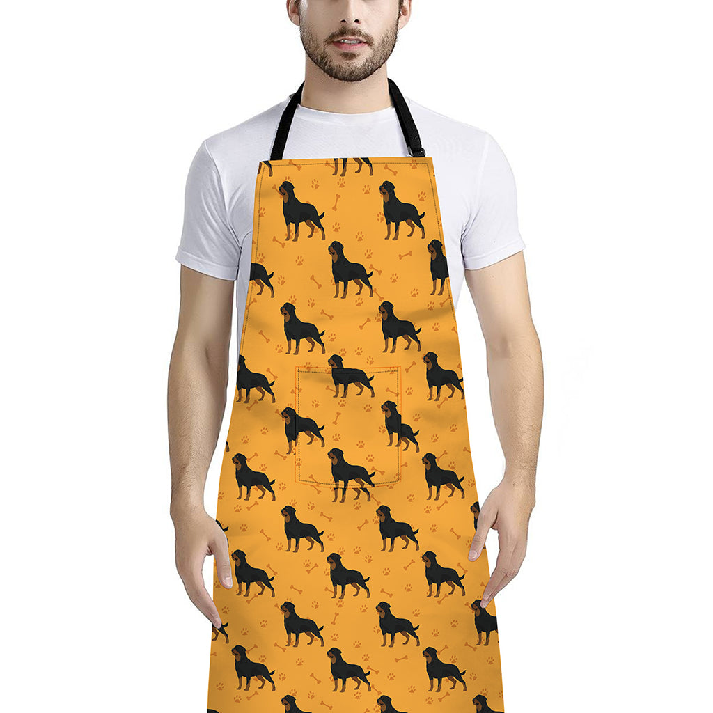 Rottweiler Dog Pattern Print Bib Apron With Pocket