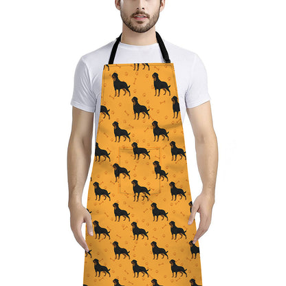 Rottweiler Dog Pattern Print Bib Apron With Pocket