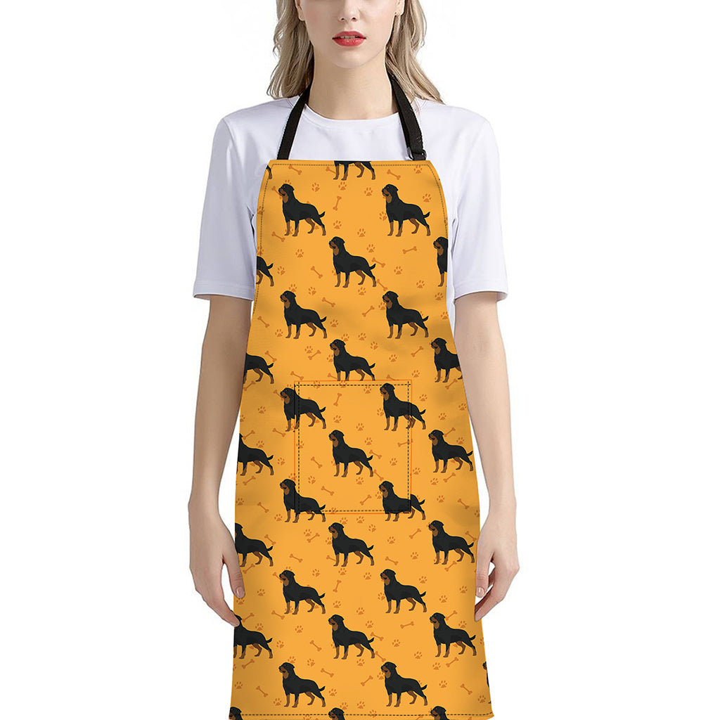 Rottweiler Dog Pattern Print Bib Apron With Pocket