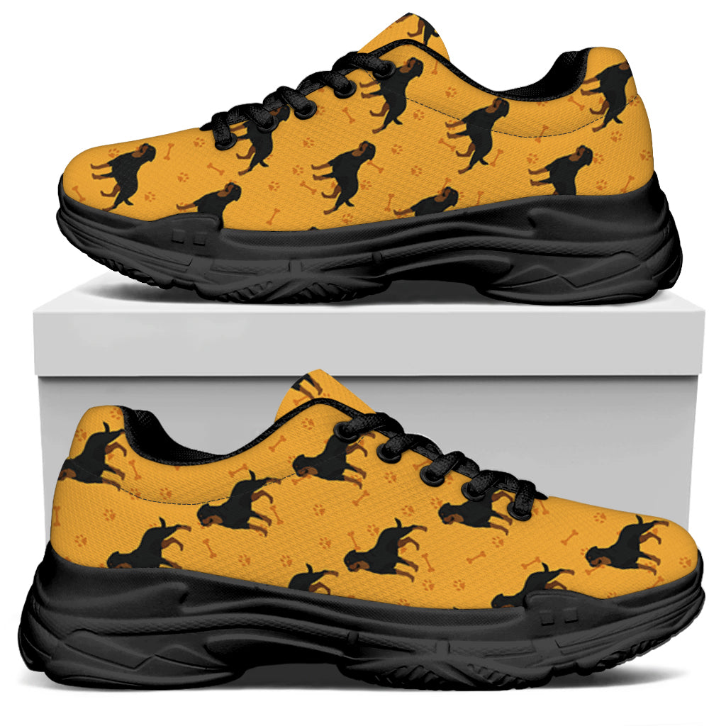Rottweiler Dog Pattern Print Black Chunky Shoes