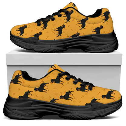 Rottweiler Dog Pattern Print Black Chunky Shoes