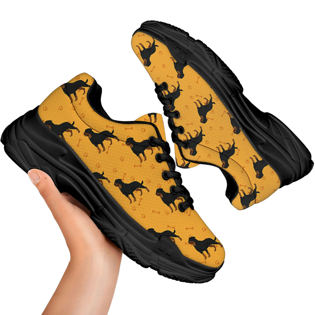 Rottweiler Dog Pattern Print Black Chunky Shoes