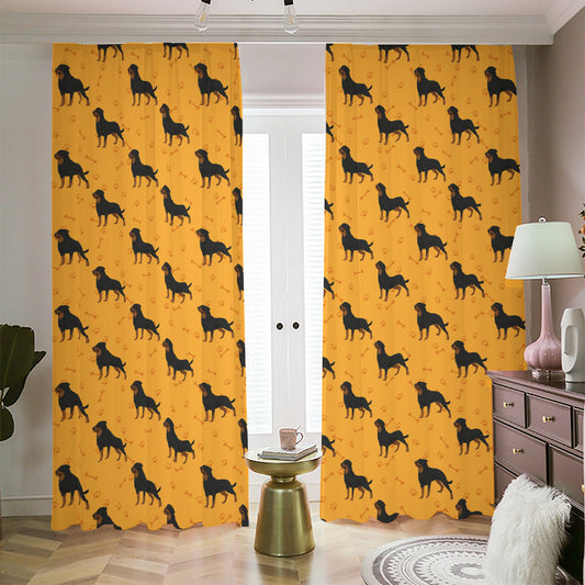 Rottweiler Dog Pattern Print Blackout Pencil Pleat Curtains