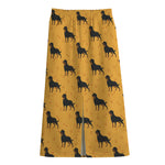 Rottweiler Dog Pattern Print Cotton Front Slit Maxi Skirt