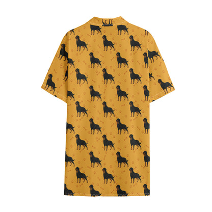 Rottweiler Dog Pattern Print Cotton Hawaiian Shirt
