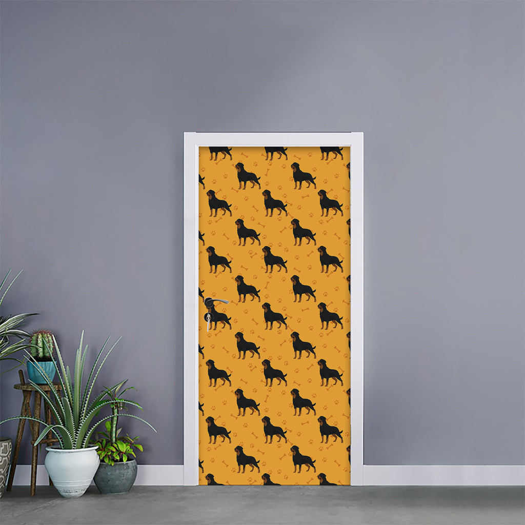 Rottweiler Dog Pattern Print Door Sticker