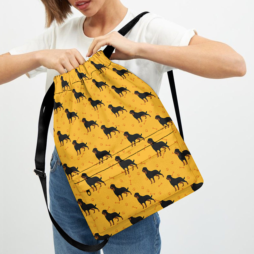 Rottweiler Dog Pattern Print Drawstring Backpack