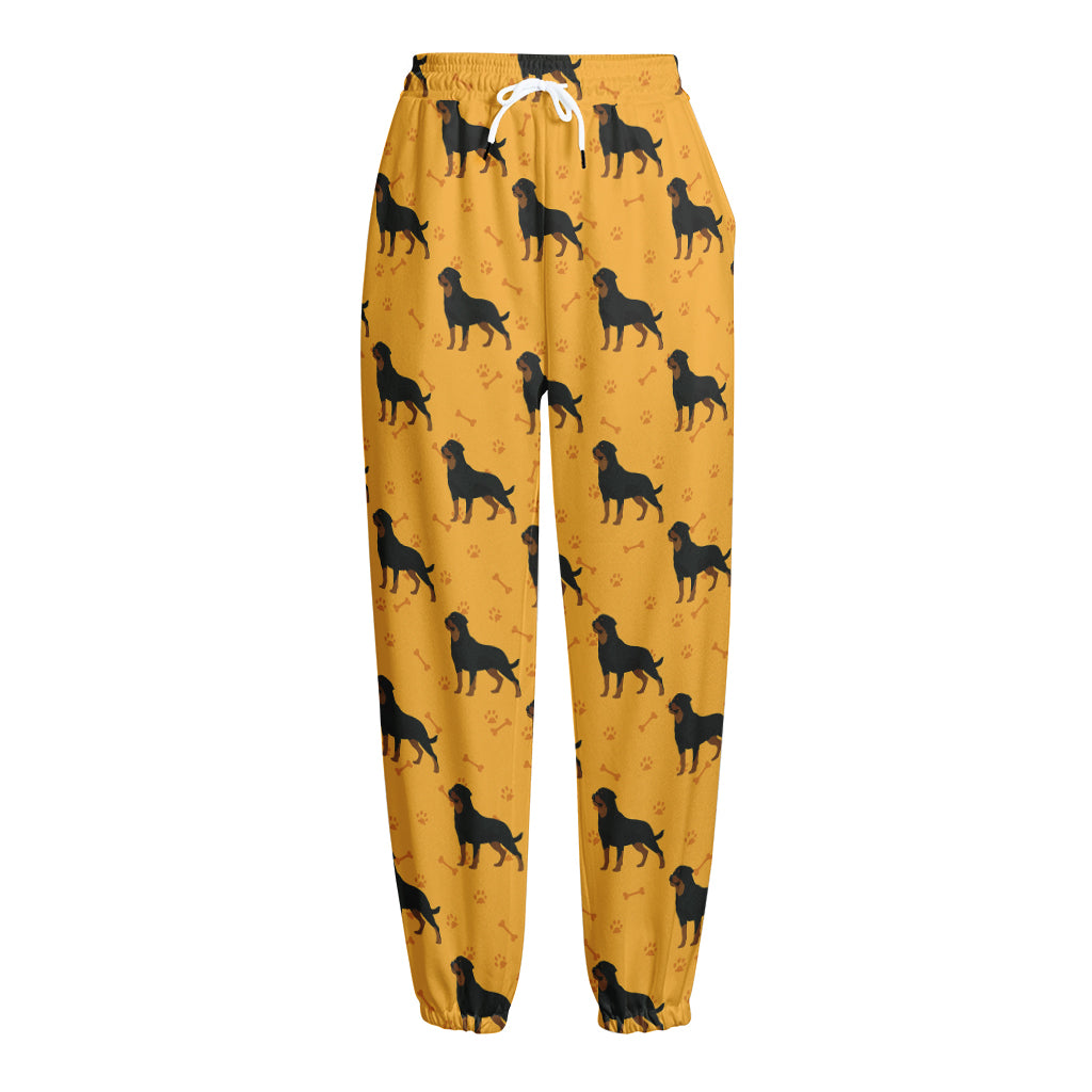 Rottweiler Dog Pattern Print Fleece Lined Knit Pants