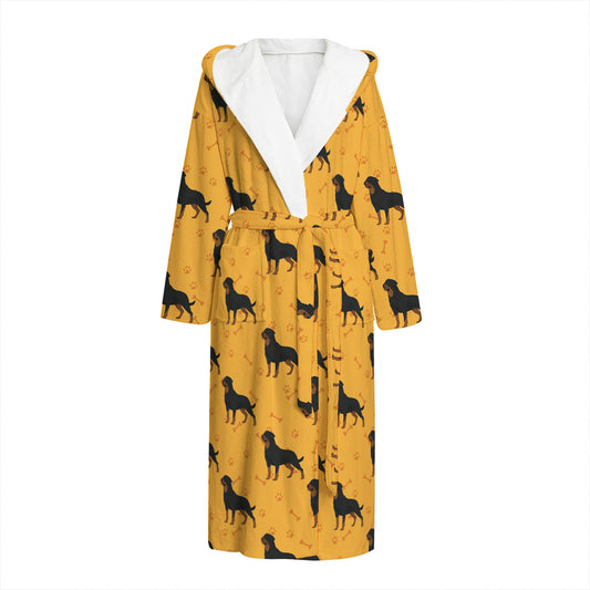 Rottweiler Dog Pattern Print Hooded Bathrobe